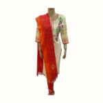 Block Printed & Embroidery Cotton Stitched Valinda Three Piece