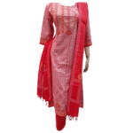 Block Printed & Embroidery Cotton Stitched Valinda Three Piece