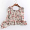 Female Fashion Elegant Floral Printed Chiffon Shirt - Image 4