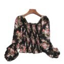 Female Fashion Elegant Floral Printed Chiffon Shirt - Image 3