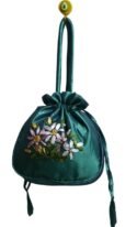 Women Bucket Bag Top Handle Ladies Handbag Phone Bag Summer Small Purse National Style Embroidered Flower Pattern Drawstring Bag - Image 5