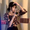 Blouses Women Floral Ruffles Retro Bodycon Elegant Sweet Harajuku Crop Top - Image 6